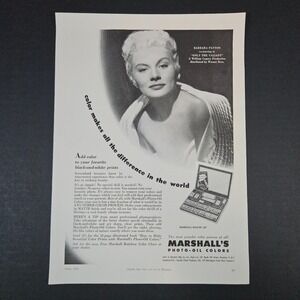 1951‎ Marshall's Photo-Oil Colors Master Set Vintage Print Ad Barbara Payton
